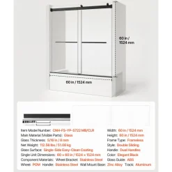 VEVOR Bathtub Shower Door 60