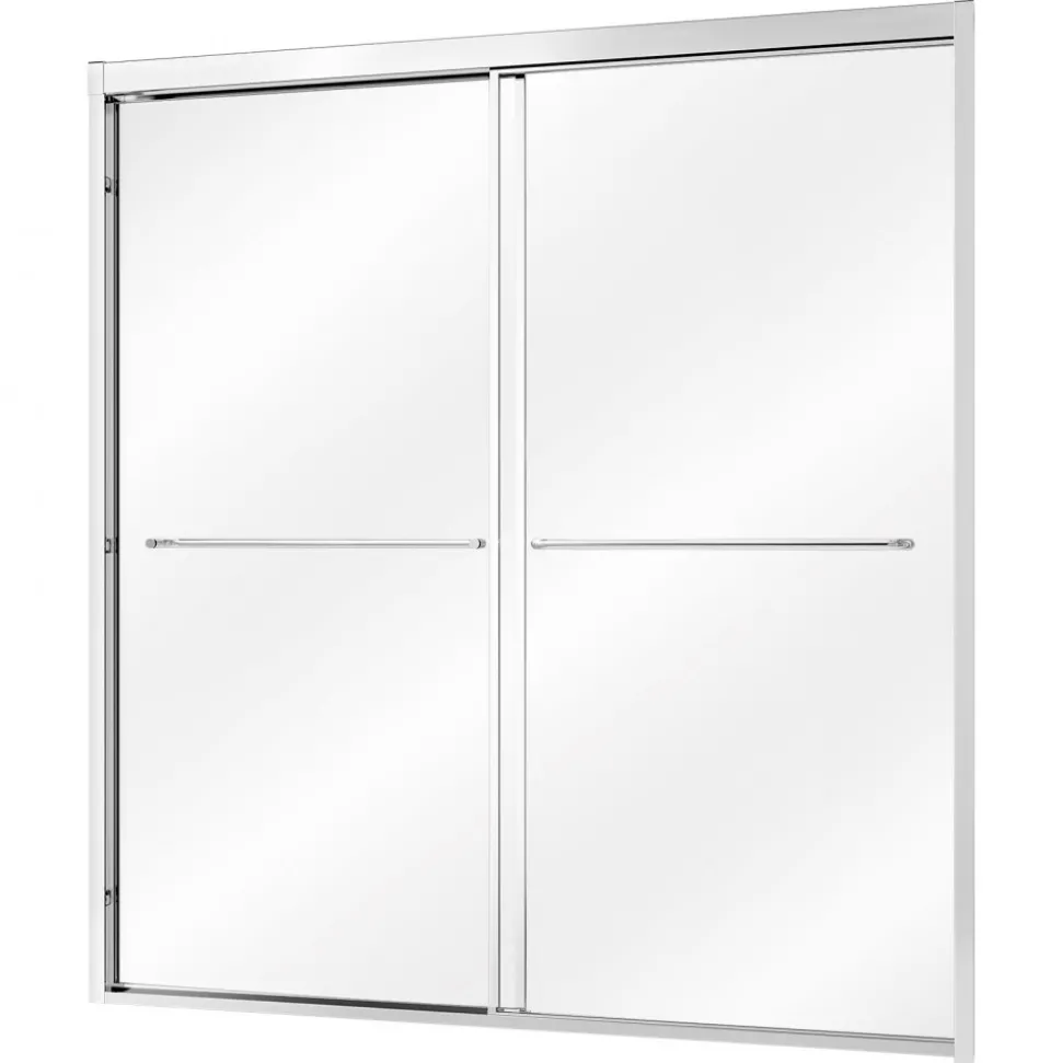 VEVOR Bathtub Shower Door 60" W x 60" H Semi-Frameless Bypass Sliding Doors, 1/4" Clear Tempered Glass, Aluminum Slim Frame, Double Sliding Tub Shower Doors with 2 Stainless Steel Handles, Silver
