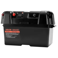 VEVOR Battery Box, Group 24/27 Trolling Motor Battery Box, 12V/24V Marine Batteries Case with PP Shell and Dual Straps, Smart Batteries Case, Suitable for Trolling Motor, Marine,RV & Solar Panel