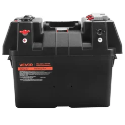 VEVOR Battery Box, Group 24/31 Trolling Motor Battery Box, 12V/24V Marine Batteries Case with PP Shell and Dual Straps, Smart Batteries Case, Suitable for Trolling Motor, Marine,RV & Solar Panel