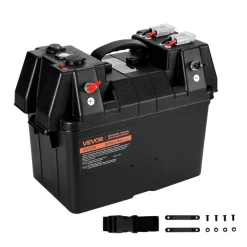 VEVOR Battery Box, Group 24/31 Trolling Motor Battery Box, 12V/24V Marine Batteries Case with PP Shell and Dual Straps, Smart Batteries Case, Suitable for Trolling Motor, Marine,RV & Solar Panel