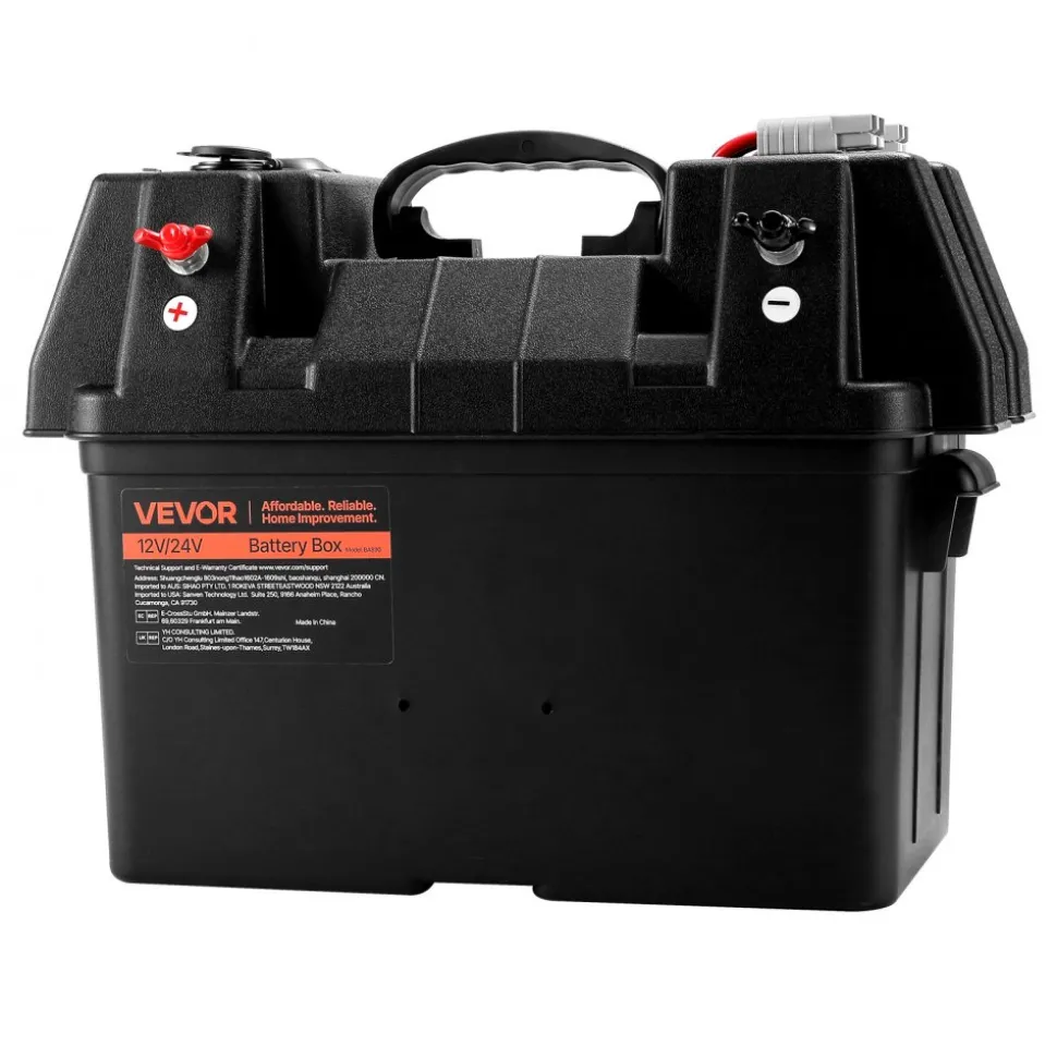 VEVOR Battery Box, Group 24/31 Trolling Motor Battery Box, 12V/24V Marine Batteries Case with PP Shell and Dual Straps, Smart Batteries Case, Suitable for Trolling Motor, Marine,RV & Solar Panel