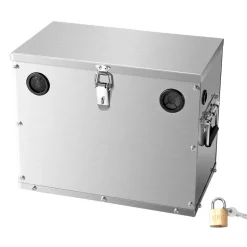 VEVOR Battery Box, Group 24/31 Trolling Motor Battery Box, Marine Batteries Case with Lock, Handles and Rubber-Grommet Cable Holes, Stainless Steel Shell, Suitable for Cars, Boats & Trolling Motors
