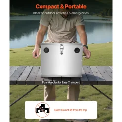 VEVOR Battery Box, Group 24/31 Trolling Motor Battery Box, Marine Batteries Case with Lock, Handles and Rubber-Grommet Cable Holes, Stainless Steel Shell, Suitable for Cars, Boats & Trolling Motors