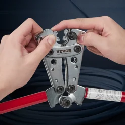VEVOR Battery Cable Lug Crimping Tool, 10-1/0AWG with Cable Cutter and 48PCS Copper Ring Terminals, 6 Wire Sizes Crimping Die and 100pcs Heat Shrink Tubes, for Heavy Duty Wire Lugs
