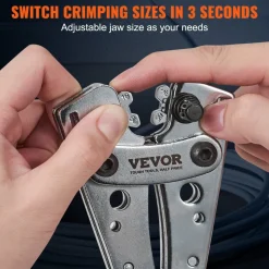 VEVOR Battery Cable Lug Crimping Tool, 10-1/0AWG with Cable Cutter and 48PCS Copper Ring Terminals, 6 Wire Sizes Crimping Die and 100pcs Heat Shrink Tubes, for Heavy Duty Wire Lugs