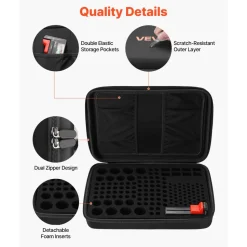 VEVOR Battery Organizer Storage Box, Battery Case Bag with Tester BT-168, Waterproof Batteries Organizer Storage Case with Zipper, Holds 167 Batteries AA AAA C D 9V Button, Black (Box Only)