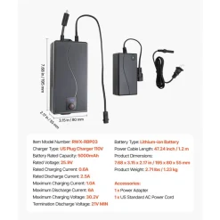 VEVOR Battery Pack for Reclining Furniture with Adapter, 5000 mAh Rechargeable Recliner Battery Pack with Universal 2-Pin Connector and LED Screen, for Electric Recliner, Sofa, Couch & Lift Chair