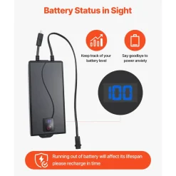 VEVOR Battery Pack for Reclining Furniture with Adapter, 5000 mAh Rechargeable Recliner Battery Pack with Universal 2-Pin Connector and LED Screen, for Electric Recliner, Sofa, Couch & Lift Chair