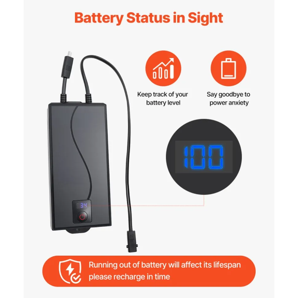 VEVOR Battery Pack for Reclining Furniture with Adapter, 5000 mAh Rechargeable Recliner Battery Pack with Universal 2-Pin Connector and LED Screen, for Electric Recliner, Sofa, Couch & Lift Chair