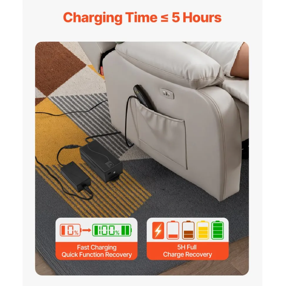 VEVOR Battery Pack for Reclining Furniture with Adapter, 5000 mAh Rechargeable Recliner Battery Pack with Universal 2-Pin Connector and LED Screen, for Electric Recliner, Sofa, Couch & Lift Chair