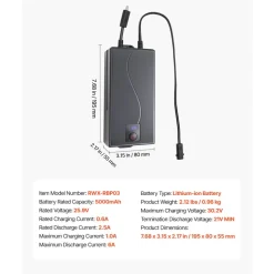 VEVOR Battery Pack for Reclining Furniture, 5000 mAh Rechargeable Recliner Battery Pack, with Universal 2-Pin Connection and LED Display Screen, for Electric Recliner, Sofa, Couch, and Lift Chair