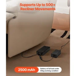 VEVOR Battery Pack for Reclining Furniture, 2500 mAh Rechargeable Recliner Battery Pack, with Universal 2-Pin Connection and LED Display Screen, for Electric Recliner, Sofa, Couch, and Lift Chair