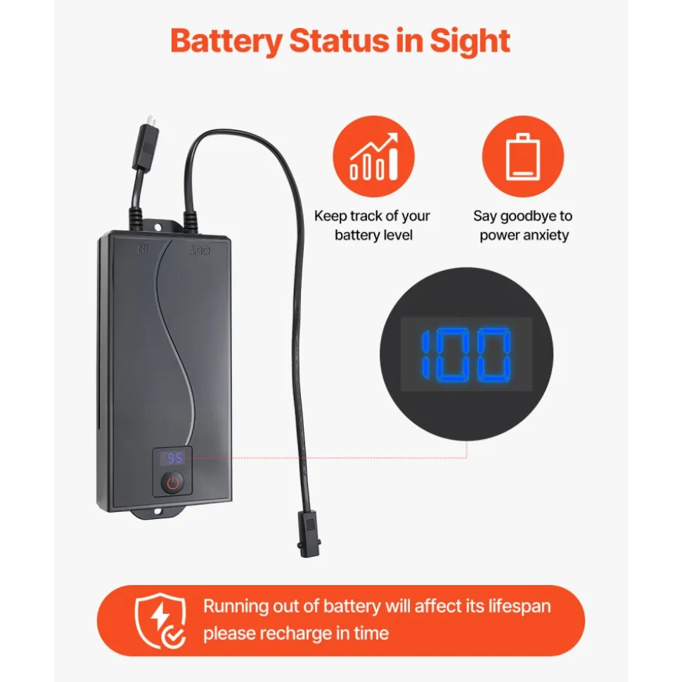 VEVOR Battery Pack for Reclining Furniture, 2500 mAh Rechargeable Recliner Battery Pack, with Universal 2-Pin Connection and LED Display Screen, for Electric Recliner, Sofa, Couch, and Lift Chair