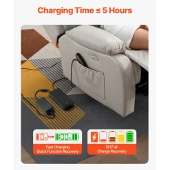 VEVOR Battery Pack for Reclining Furniture with Adapter, 2500 mAh Rechargeable Recliner Battery Pack with Universal 2-Pin Connector and LED Screen, for Electric Recliner, Sofa, Couch & Lift Chair