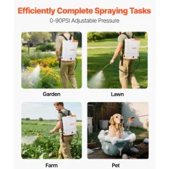 VEVOR Battery Powered Backpack Sprayer, 3.2 Gal Powerful Electric Backpack Sprayer, 2 Retractable Wands & 5 Nozzles, Adjustable 0-90 PSI, 2 Hour Runtime, Portable Weed Sprayers for Yard Garden Lawn