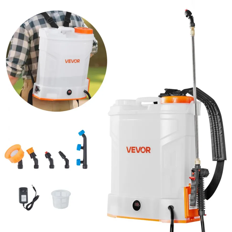 VEVOR Battery Powered Backpack Sprayer, 3.2 Gal Powerful Electric Backpack Sprayer, 2 Retractable Wands & 5 Nozzles, Adjustable 0-90 PSI, 2 Hour Runtime, Portable Weed Sprayers for Yard Garden Lawn