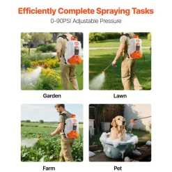 VEVOR Battery Powered Backpack Sprayer, 4 Gallons Electric Backpack Sprayer, 2 Wands & 8 Nozzles, Adjustable 0-90 PSI, 4H Runtime, Portable Yard Garden Lawn Sprayers for Weeding Spraying Cleaning
