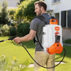 VEVOR Battery Powered Backpack Sprayer, 4 Gallons Electric Backpack Sprayer, 2 Wands & 8 Nozzles, Adjustable 0-90 PSI, 4H Runtime, Portable Yard Garden Lawn Sprayers for Weeding Spraying Cleaning