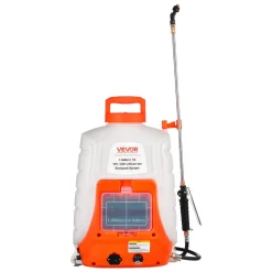 VEVOR Battery Powered Backpack Sprayer, 0-90 PSI Adjustable Pressure, 4 Gallon Tank, Back Pack Sprayer with 8 Nozzles and 2 Wands, 12V 8Ah Battery, Wide Mouth Lid for Weeding, Spraying, Cleaning