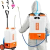VEVOR Battery Powered Backpack Sprayer with Cart, 0-94 PSI Adjustable Pressure, 4 Gallon Tank on Wheels, with 8 Nozzles and 2 Wands, 12V 7.2Ah Battery, Wide Mouth Lid for Weeding, Spraying, Cleaning