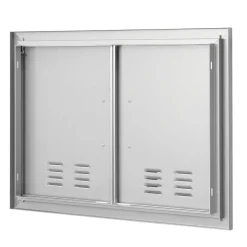 VEVOR BBQ Access Door, 30W x 21H Inch Double Outdoor Kitchen Door, Stainless Steel Flush Mount Door, Wall Vertical Door with Handles and Vents, for BBQ Island, Grilling Station, Outside Cabinet
