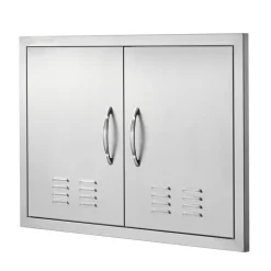 VEVOR BBQ Access Door, 30W x 21H Inch Double Outdoor Kitchen Door, Stainless Steel Flush Mount Door, Wall Vertical Door with Handles and Vents, for BBQ Island, Grilling Station, Outside Cabinet
