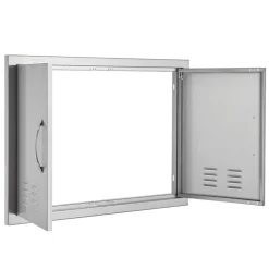 VEVOR BBQ Access Door, 30W x 21H Inch Double Outdoor Kitchen Door, Stainless Steel Flush Mount Door, Wall Vertical Door with Handles and Vents, for BBQ Island, Grilling Station, Outside Cabinet