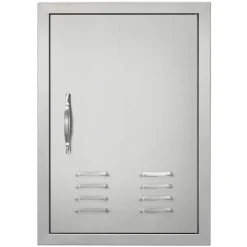VEVOR BBQ Access Door, 17W x 24H Inch Single Outdoor Kitchen Door, Stainless Steel Flush Mount Door, Wall Vertical Door with Handle, Vents and Hook, for BBQ Island, Grilling Station, Outside Cabinet