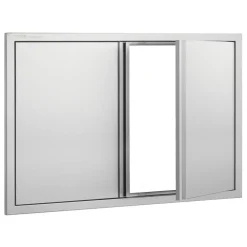 VEVOR BBQ Access Door, 26W x 24H Inch Double Outdoor Kitchen Door, Stainless Steel Flush Mount Door, Wall Vertical Door with Recessed Handles , for BBQ Island, Grilling Station, Outside Cabinet