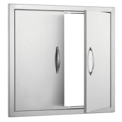 VEVOR BBQ Access Door, 26W x 24H Inch Double Outdoor Kitchen Door, Stainless Steel Flush Mount Door, Wall Vertical Door with Handles, for BBQ Island, Grilling Station, Outside Cabinet