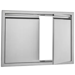 VEVOR BBQ Access Door, 30W x 21H Inch Double Outdoor Kitchen Door, Stainless Steel Flush Mount Door, Wall Vertical Door with Recessed Handles , for BBQ Island, Grilling Station, Outside Cabinet