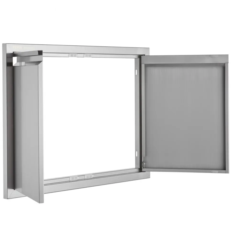 VEVOR BBQ Access Door, 30W x 21H Inch Double Outdoor Kitchen Door, Stainless Steel Flush Mount Door, Wall Vertical Door with Recessed Handles , for BBQ Island, Grilling Station, Outside Cabinet