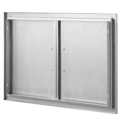 VEVOR BBQ Access Door, 33W x 22H Inch Double Outdoor Kitchen Door, Stainless Steel Flush Mount Door, Wall Vertical Door with Handles, for BBQ Island, Grilling Station, Outside Cabinet