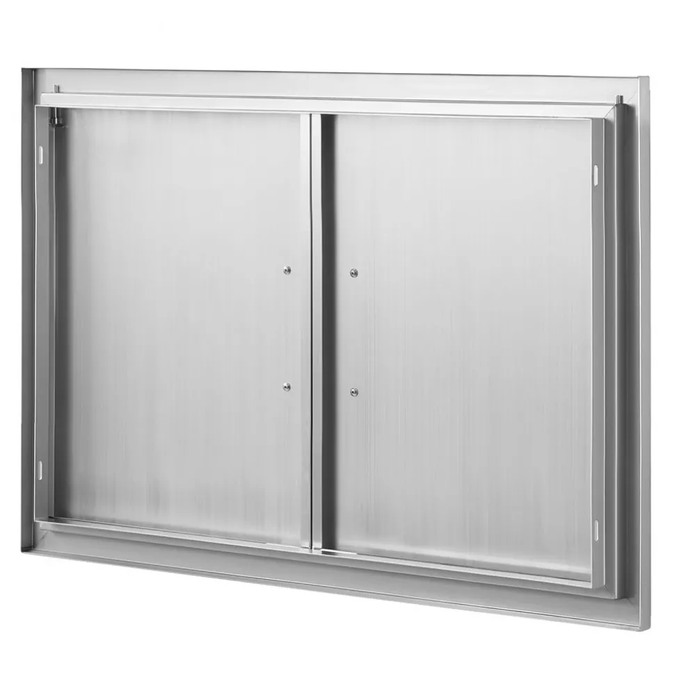 VEVOR BBQ Access Door, 33W x 22H Inch Double Outdoor Kitchen Door, Stainless Steel Flush Mount Door, Wall Vertical Door with Handles, for BBQ Island, Grilling Station, Outside Cabinet