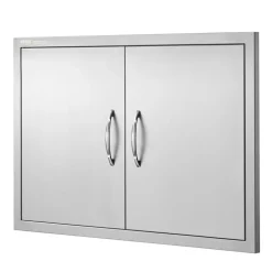 VEVOR BBQ Access Door, 33W x 22H Inch Double Outdoor Kitchen Door, Stainless Steel Flush Mount Door, Wall Vertical Door with Handles, for BBQ Island, Grilling Station, Outside Cabinet
