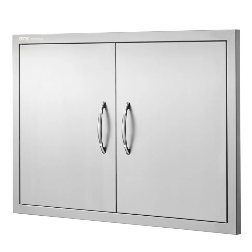 VEVOR BBQ Access Door, 33W x 22H Inch Double Outdoor Kitchen Door, Stainless Steel Flush Mount Door, Wall Vertical Door with Handles, for BBQ Island, Grilling Station, Outside Cabinet