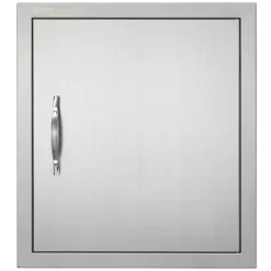 VEVOR BBQ Access Door, 18W x 20H Inch Single Outdoor Kitchen Door, Stainless Steel Flush Mount Door, Wall Vertical Door with Handle and Hook, for BBQ Island, Grilling Station, Outside Cabinet