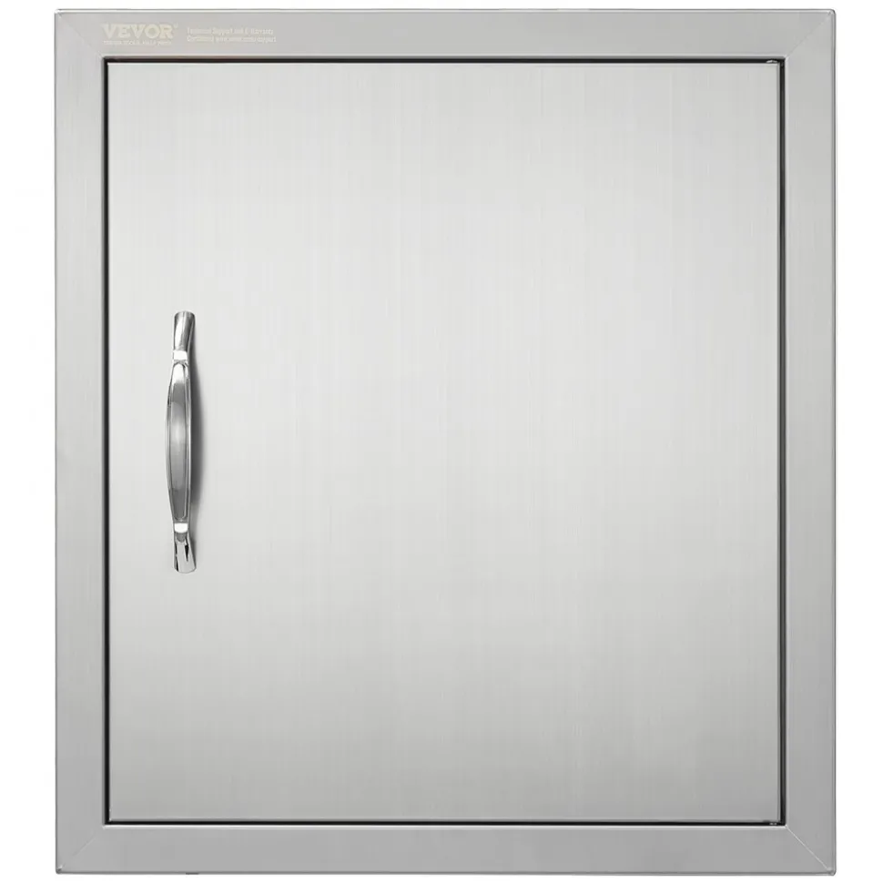 VEVOR BBQ Access Door, 18W x 20H Inch Single Outdoor Kitchen Door, Stainless Steel Flush Mount Door, Wall Vertical Door with Handle and Hook, for BBQ Island, Grilling Station, Outside Cabinet