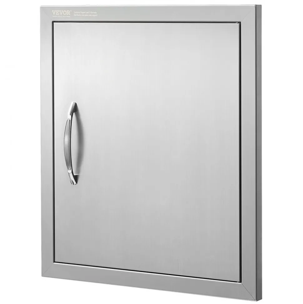 VEVOR BBQ Access Door, 18W x 20H Inch Single Outdoor Kitchen Door, Stainless Steel Flush Mount Door, Wall Vertical Door with Handle and Hook, for BBQ Island, Grilling Station, Outside Cabinet