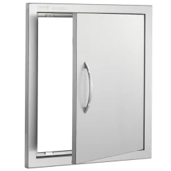 VEVOR BBQ Access Door, 18W x 20H Inch Single Outdoor Kitchen Door, Stainless Steel Flush Mount Door, Wall Vertical Door with Handle and Hook, for BBQ Island, Grilling Station, Outside Cabinet