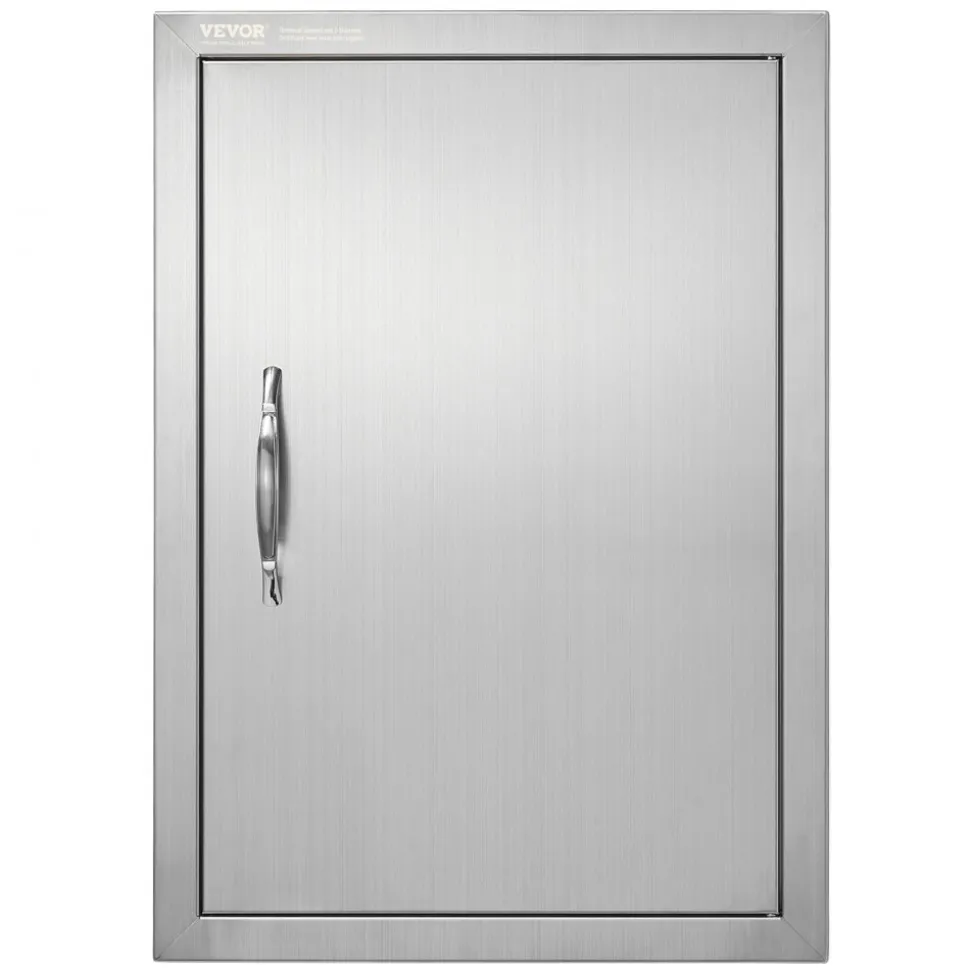 VEVOR BBQ Access Door, 17W x 24H Inch Single Outdoor Kitchen Door, Stainless Steel Flush Mount Door, Wall Vertical Door with Handle, for BBQ Island, Grilling Station, Outside Cabinet