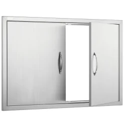 VEVOR BBQ Access Door, 35W x 24H Inch Double Outdoor Kitchen Door, Stainless Steel Flush Mount Door, Wall Vertical Door with Handles, for BBQ Island, Grilling Station, Outside Cabinet