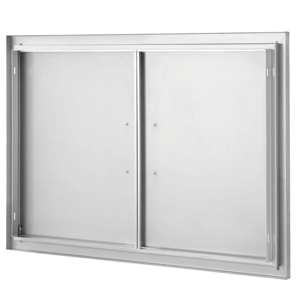 VEVOR BBQ Access Door, 28W x 19H Inch Double Outdoor Kitchen Door, Stainless Steel Flush Mount Door, Wall Vertical Door with Handles, for BBQ Island, Grilling Station, Outside Cabinet