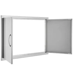 VEVOR BBQ Access Door, 28W x 19H Inch Double Outdoor Kitchen Door, Stainless Steel Flush Mount Door, Wall Vertical Door with Handles, for BBQ Island, Grilling Station, Outside Cabinet