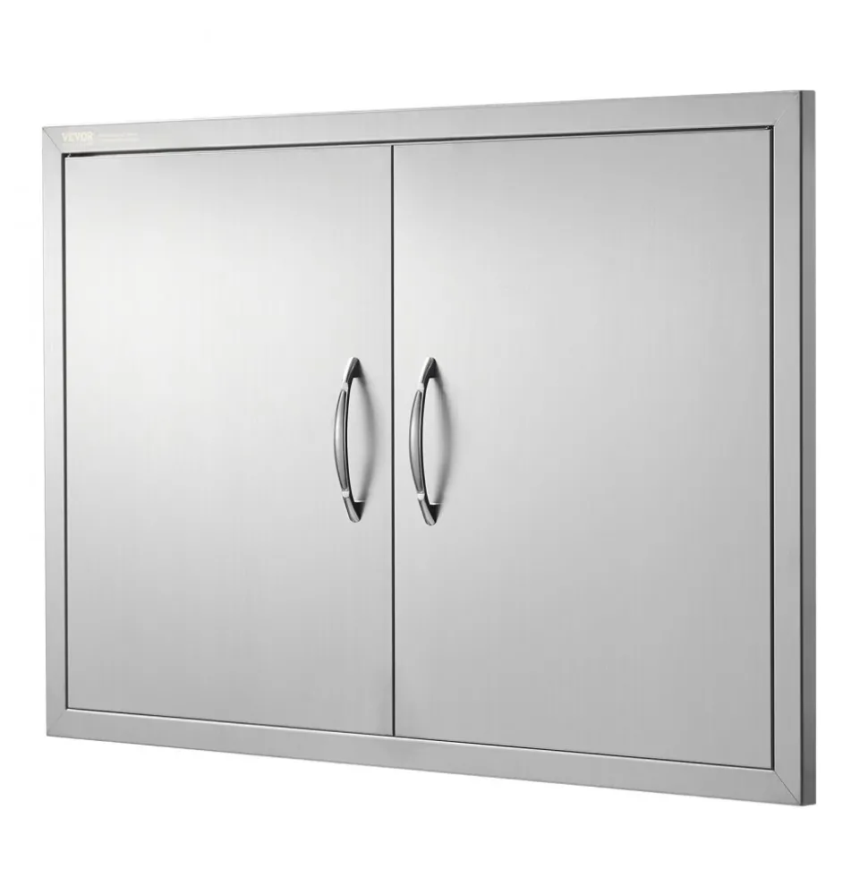 VEVOR BBQ Access Door, 28W x 19H Inch Double Outdoor Kitchen Door, Stainless Steel Flush Mount Door, Wall Vertical Door with Handles, for BBQ Island, Grilling Station, Outside Cabinet