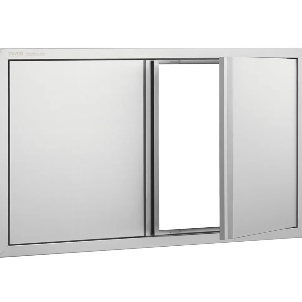 VEVOR BBQ Access Door, 36W x 21H Inch Double Outdoor Kitchen Door, Stainless Steel Flush Mount Door, Wall Vertical Door with Recessed Handles , for BBQ Island, Grilling Station, Outside Cabinet