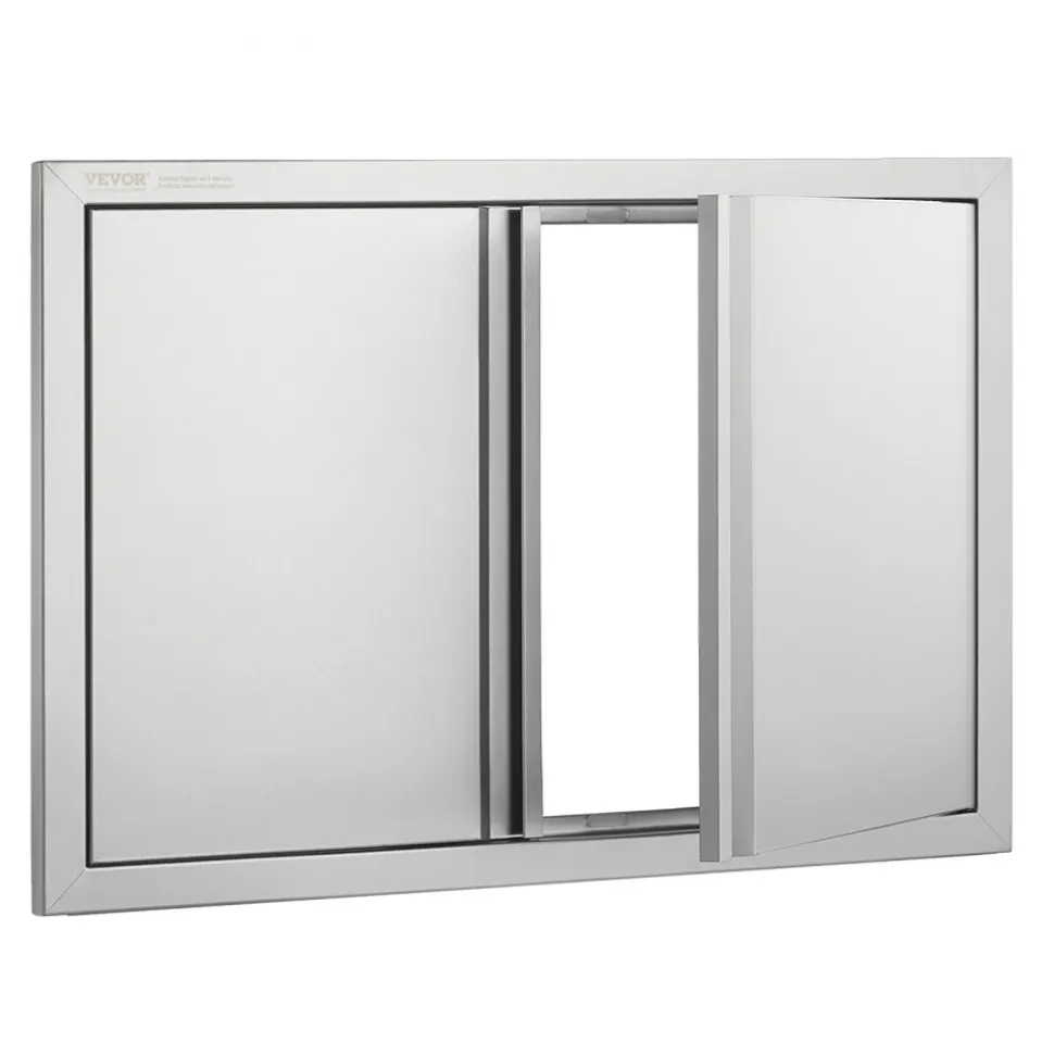VEVOR BBQ Access Door, 30W x 21H Inch Double Outdoor Kitchen Door, Stainless Steel Flush Mount Door, Wall Vertical Door with Recessed Handles , for BBQ Island, Grilling Station, Outside Cabinet