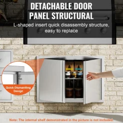 VEVOR BBQ Access Door, 30W x 21H Inch Double Outdoor Kitchen Door, Stainless Steel Flush Mount Door, Wall Vertical Door with Recessed Handles , for BBQ Island, Grilling Station, Outside Cabinet