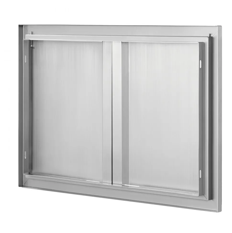 VEVOR BBQ Access Door, 30W x 21H Inch Double Outdoor Kitchen Door, Stainless Steel Flush Mount Door, Wall Vertical Door with Recessed Handles , for BBQ Island, Grilling Station, Outside Cabinet
